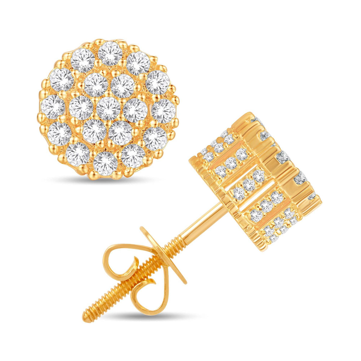 10 Karat All Yellow Gold 0.75 Carat Diamond Round Earrings - Picasso Gold & Diamond Jewelry