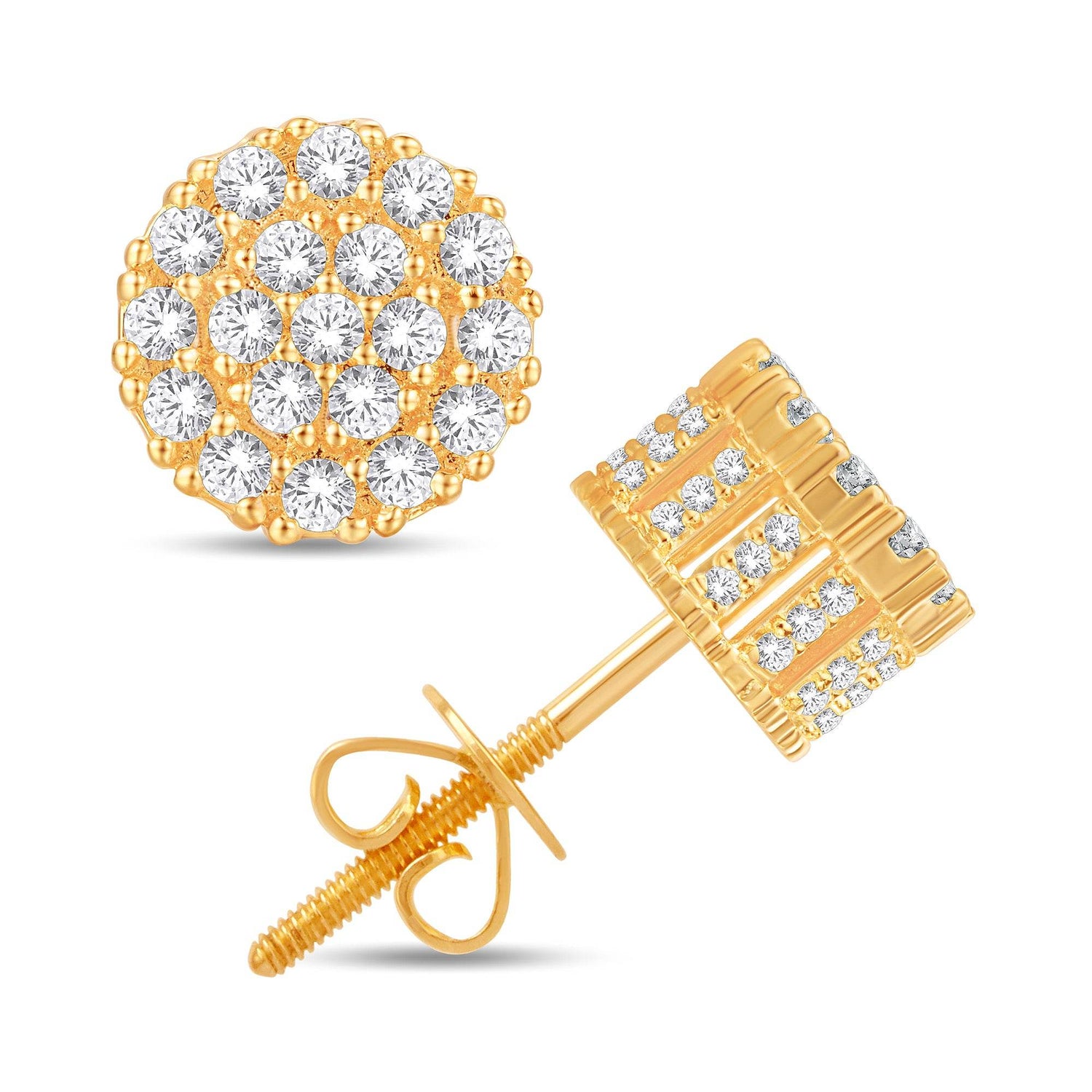 10 Karat All Yellow Gold 0.75 Carat Diamond Round Earrings - Picasso Gold & Diamond Jewelry