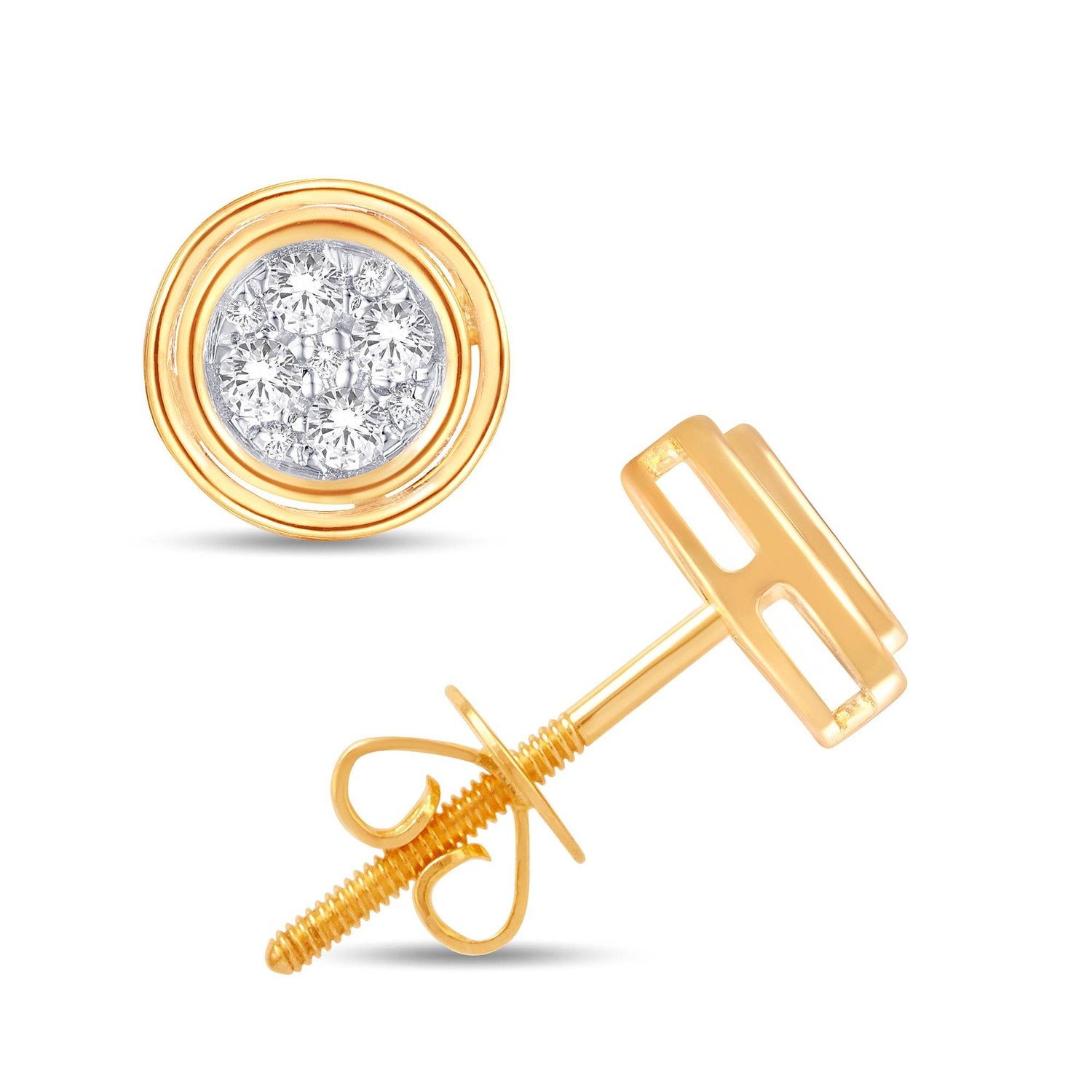10 Karat Yellow Gold 0.15 Carat Diamond Round Earrings- - Picasso Gold & Diamond Jewelry