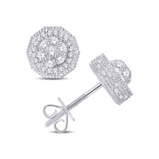 10 Karat White Gold 0.40 Carat Diamond 3D Dome Earrings-0126253-WG