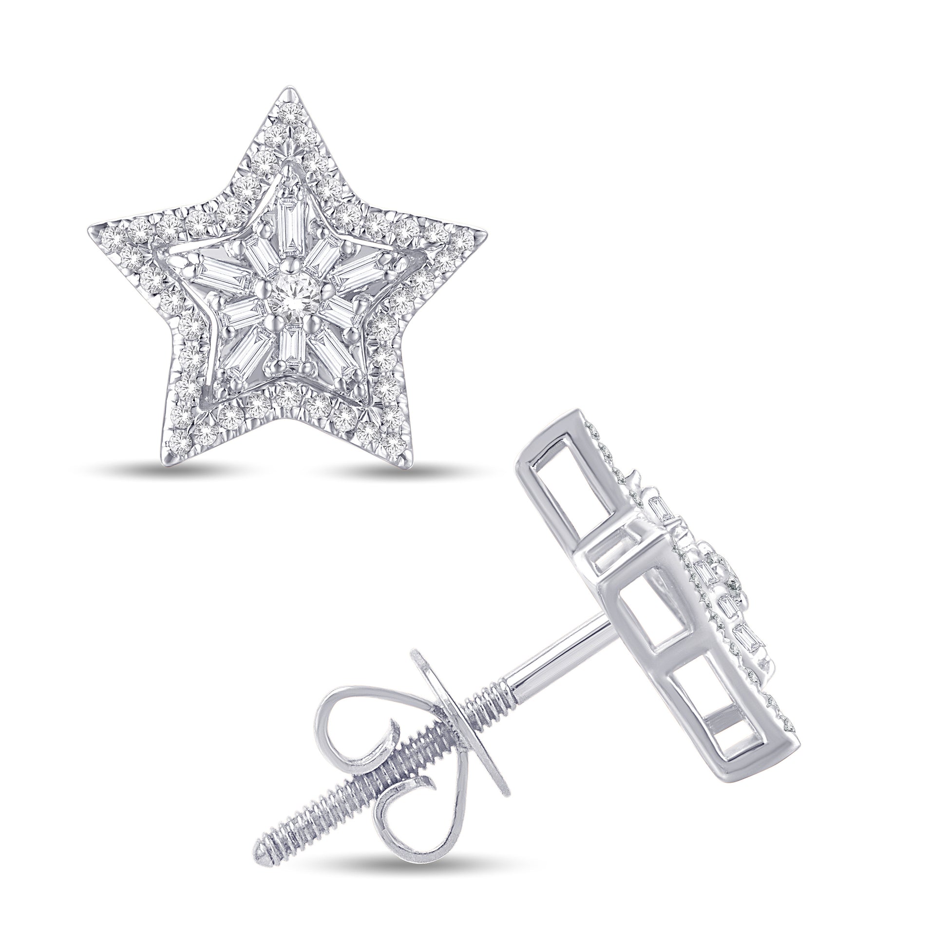 10 Karat White Gold 0.50 Carat Diamond Star Earrings-0126614-WG
