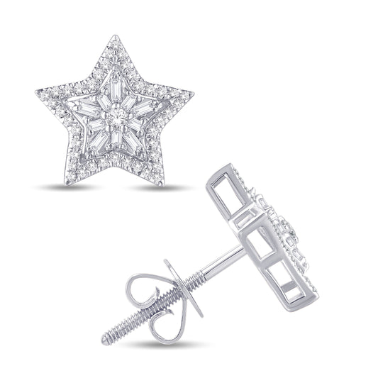 10 Karat White Gold 0.50 Carat Diamond Star Earrings-0126614-WG