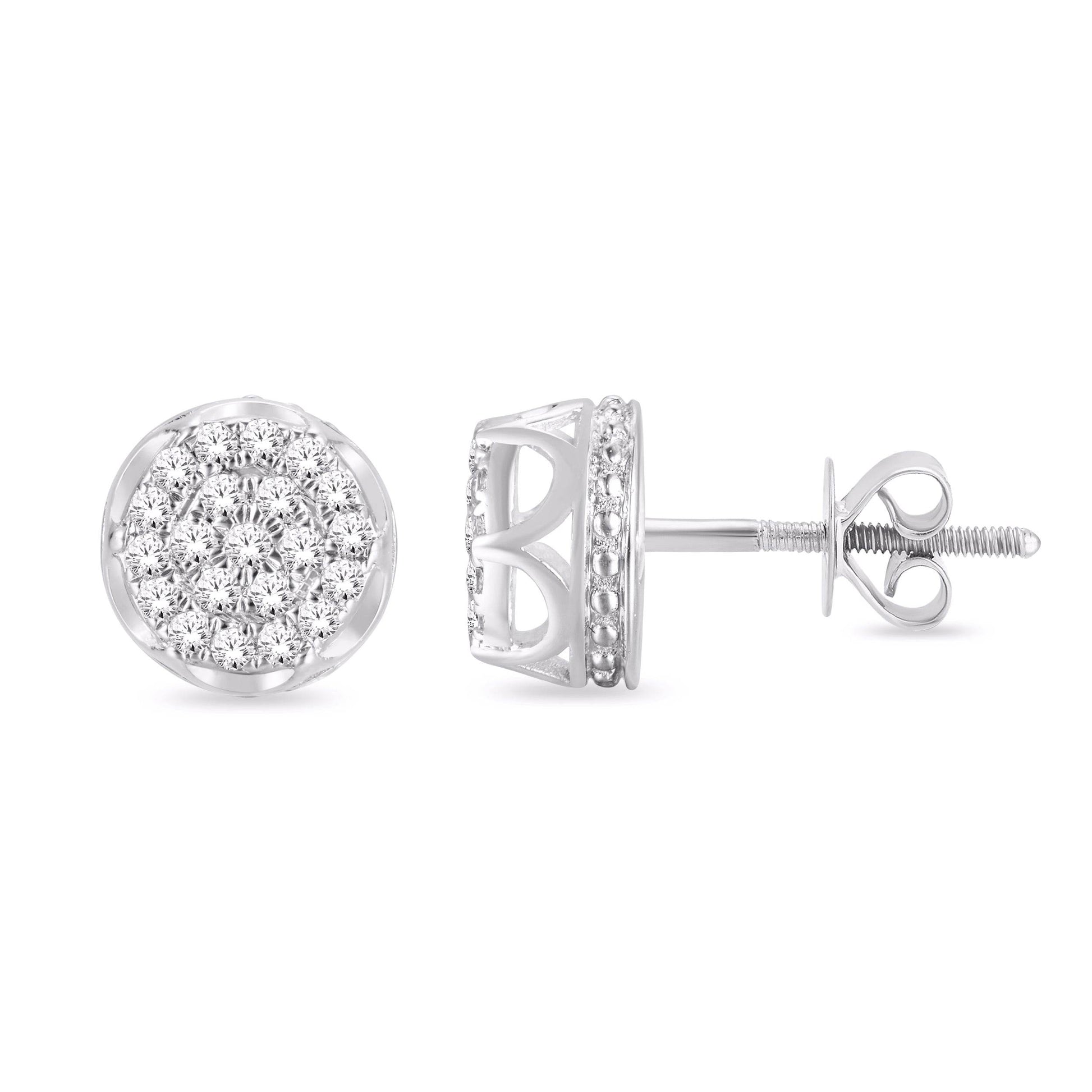 10 Karat White Gold 0.25 Carat Diamond Flower Earrings-0126752-WG - Picasso Gold & Diamond Jewelry