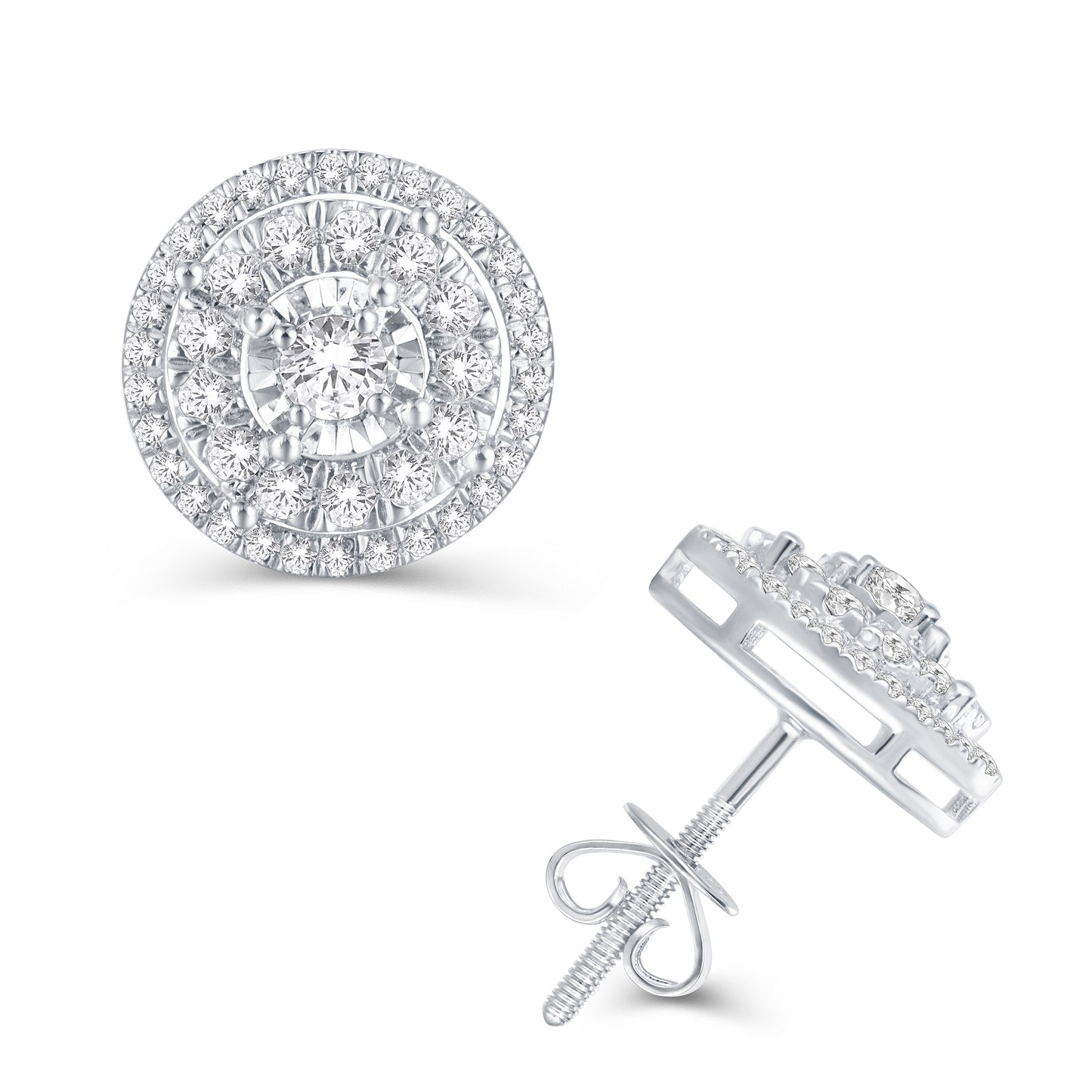 10 Karat White Gold 0.50 Carat Diamond Round Earrings-0126763-WG