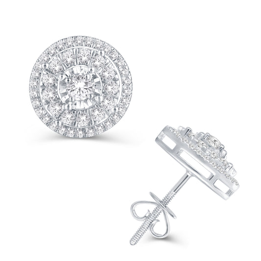 10 Karat White Gold 0.50 Carat Diamond Round Earrings-0126763-WG