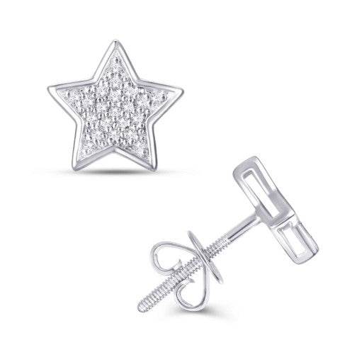 10 Karat White Gold 0.10 Carat Diamond Star Earrings - Picasso Gold & Diamond Jewelry