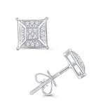 10 Karat White Gold 0.10 Carat Diamond Asscher Earrings - Picasso Gold & Diamond Jewelry