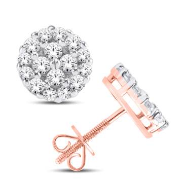 10K Rose Gold 1.00 Carat Diamond Round Earrings - Picasso Gold & Diamond Jewelry