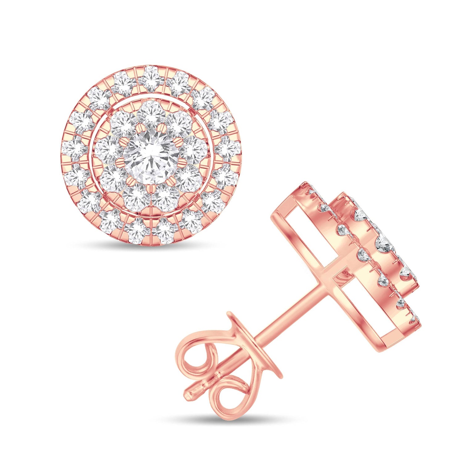 10KT All Rose Gold 0.95 Carat Diamond Round Earrings - Picasso Gold & Diamond Jewelry