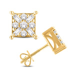 10 Karat All Yellow Gold 0.50 Carat Diamond Square Earrings - Picasso Gold & Diamond Jewelry