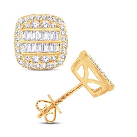 10 KT All Yellow Gold 0.39 Carat Diamond Cushion Earrings - Picasso Gold & Diamond Jewelry