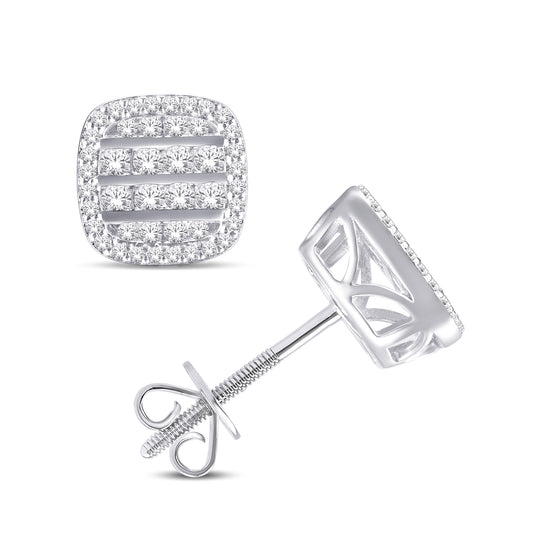 10 Karat White Gold 0.50 Carat Diamond Cushion Earrings-0126880-WG