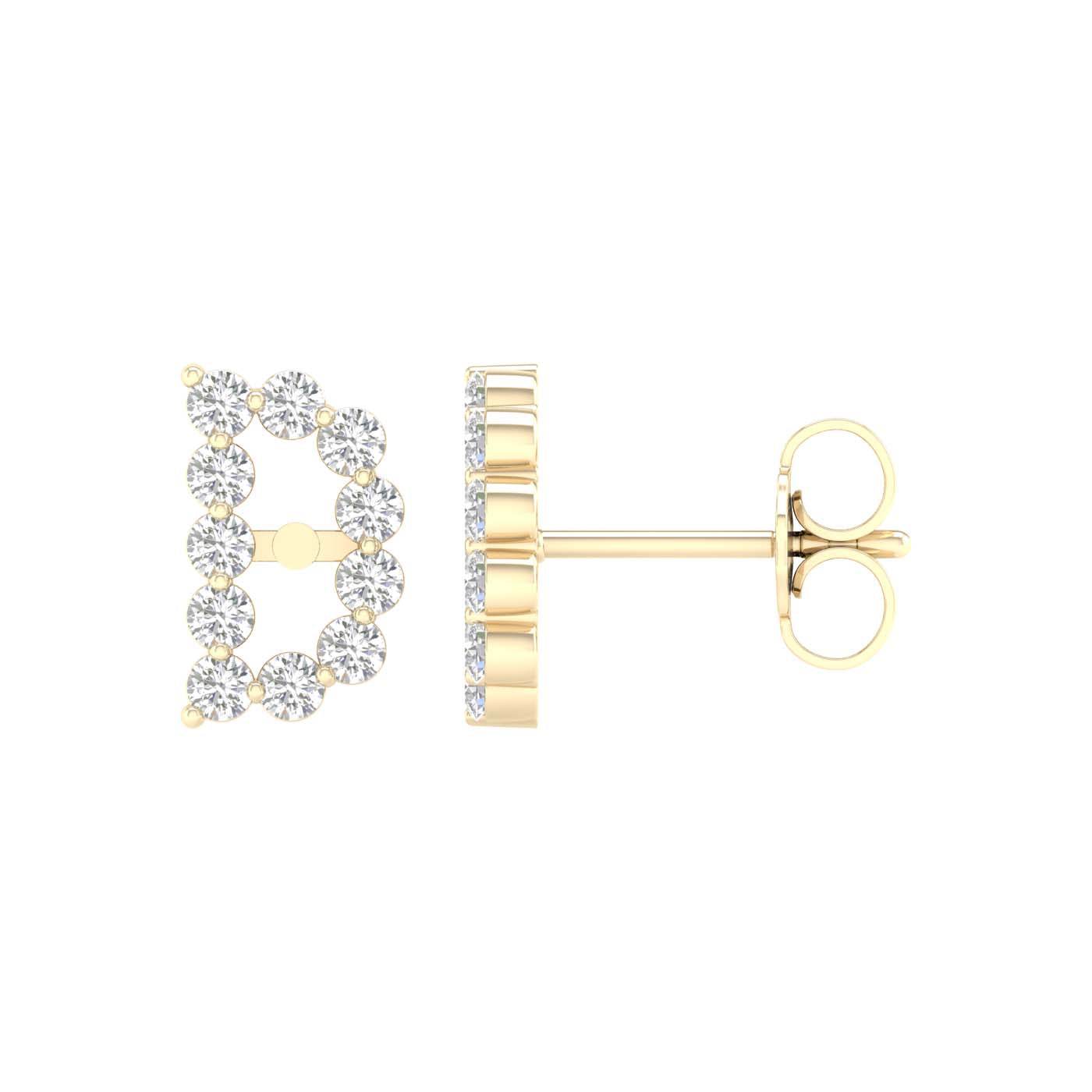 10 Karat Yellow Gold 0.25 Carat Diamond Initial (D) Earrings-0127812-YG - Picasso Gold & Diamond Jewelry