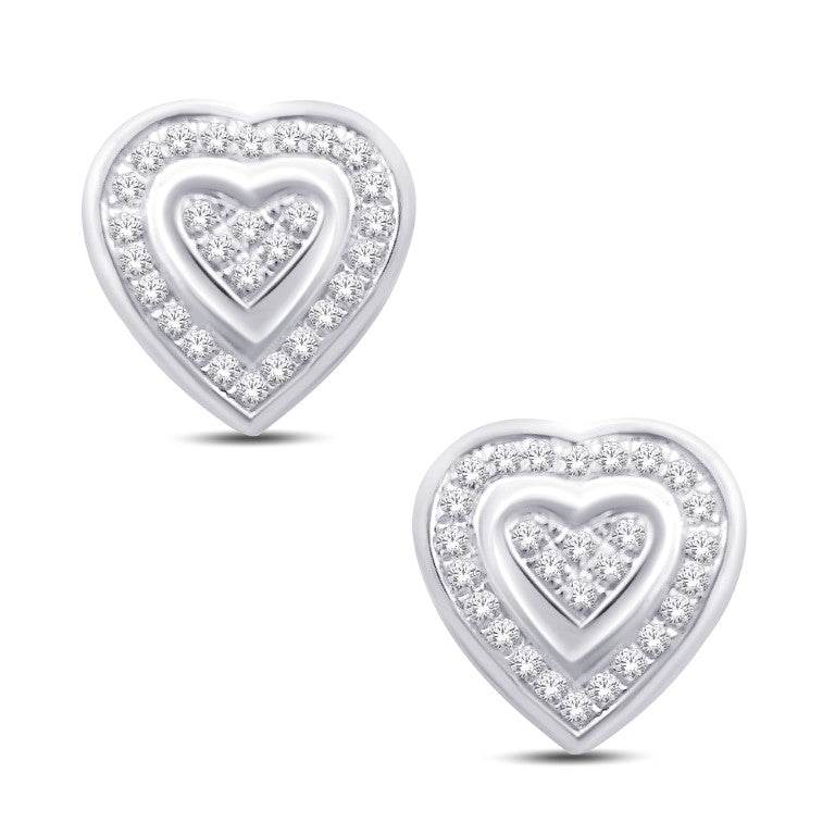 10 Karat White Gold 0.16 Carat Diamond Heart Earrings-0128054-WG - Picasso Gold & Diamond Jewelry