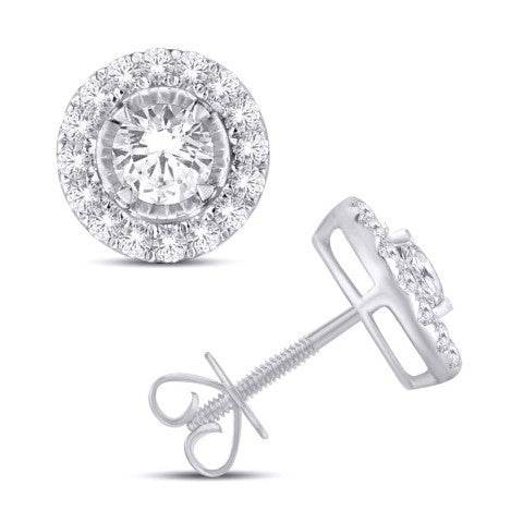 14 Karat White Gold 0.50 Carat Diamond Round Earrings-0128062-WG