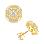 10 Karat All Yellow Gold 1.12 Carat Diamond Octagon Earrings - Picasso Gold & Diamond Jewelry