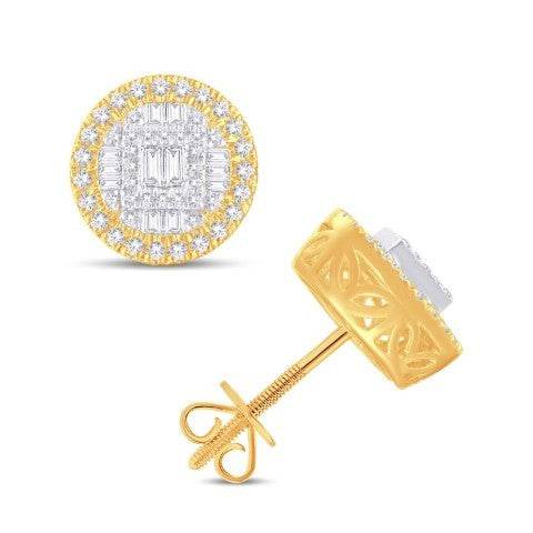 10 Karat All Yellow Gold 0.74 Carat Diamond Round Earrings-0128171-ALY-S