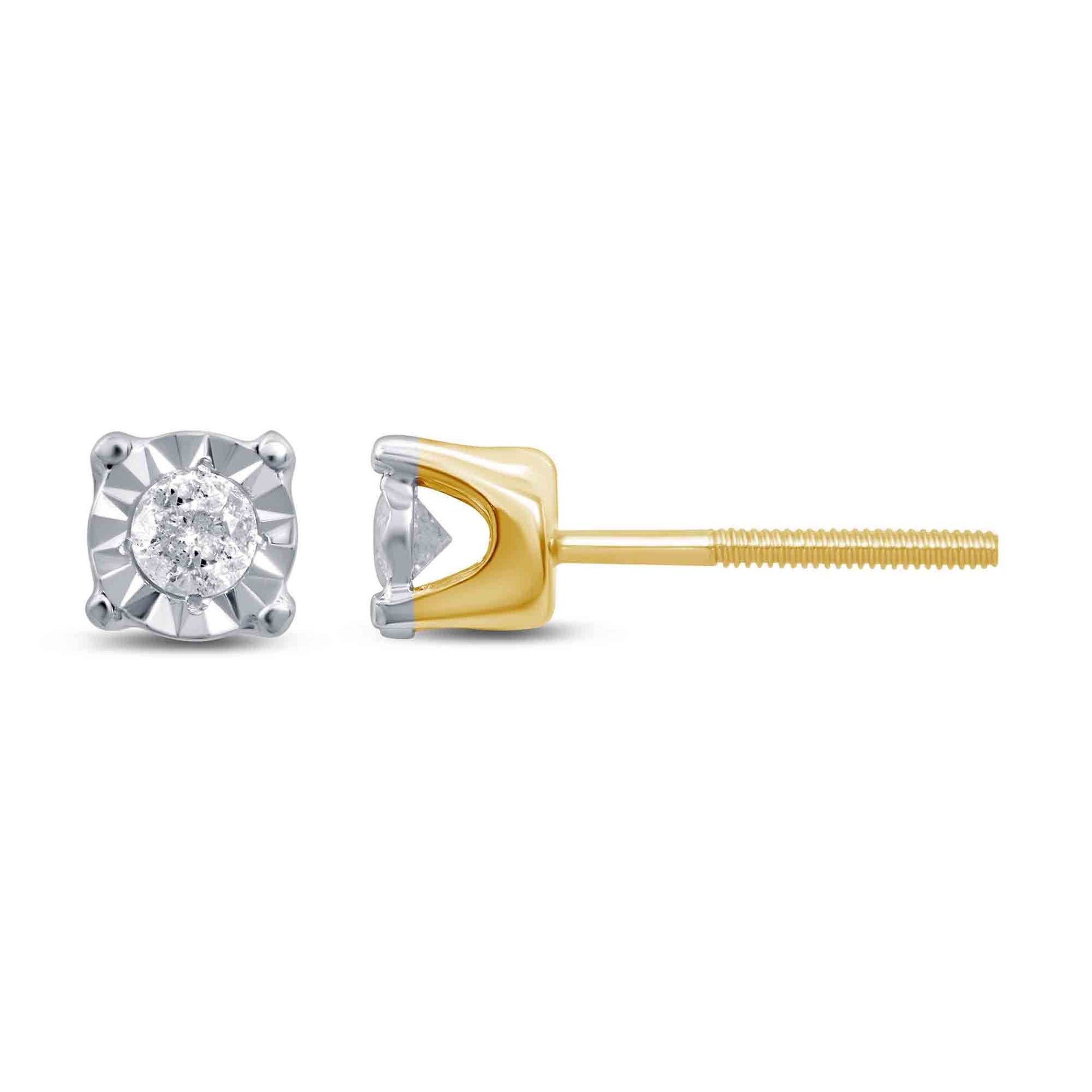 10 Karat Two-Tone (White and Yellow) Gold 0.68 Carat Diamond Square Earrings - Picasso Gold & Diamond Jewelry