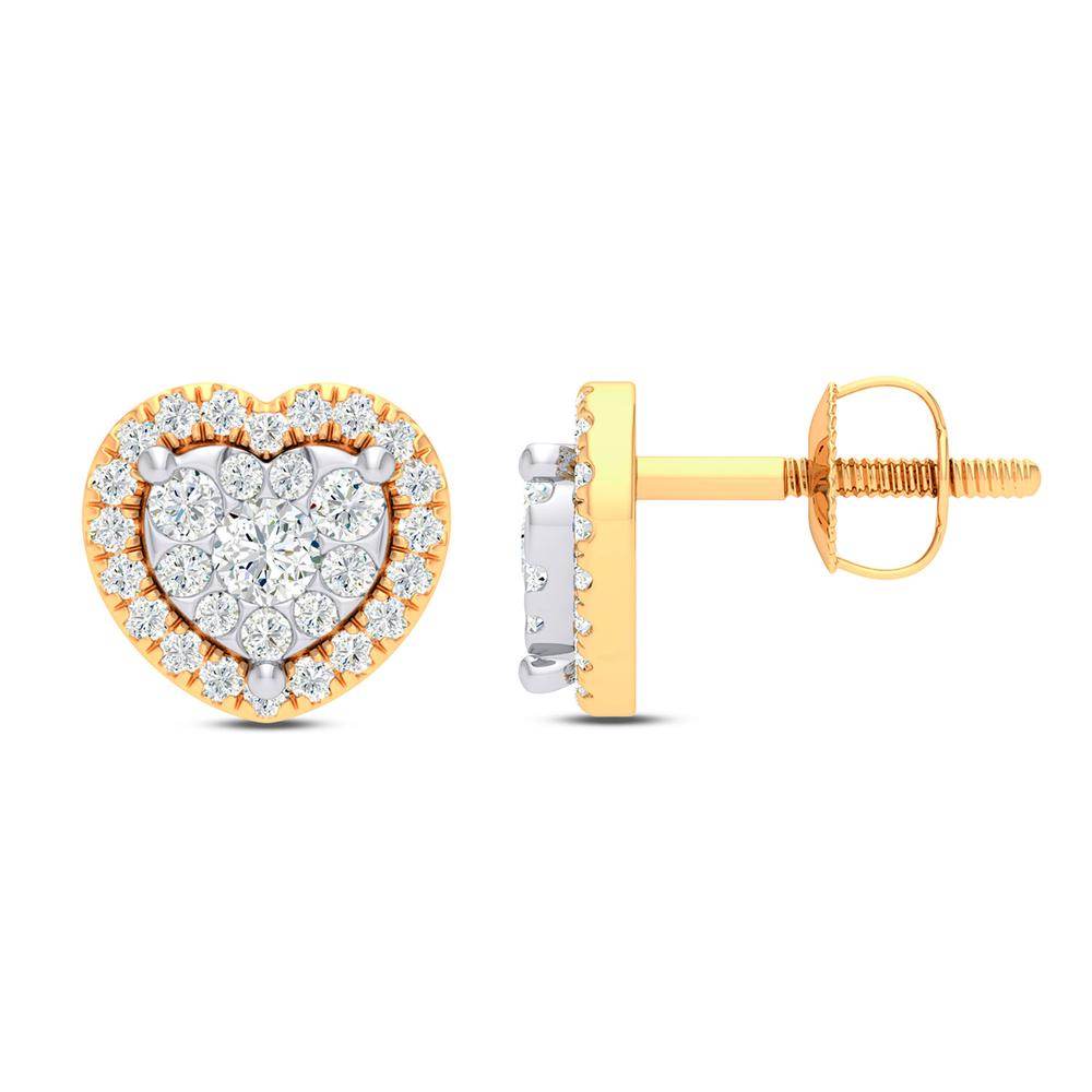 10 Karat Two-tone (Yellow and White) Gold 0.50 Carat Diamond Heart Earrings - Picasso Gold & Diamond Jewelry