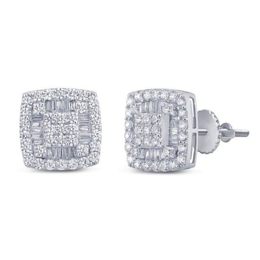 10 Karat White Gold 2.00 Carat Diamond Square Earrings-0129515-WG