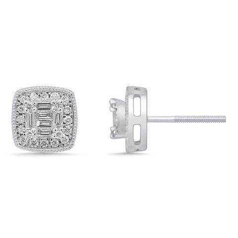 10 Karat White Gold 0.40 Carat Diamond Cushion Earrings - Picasso Gold & Diamond Jewelry