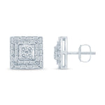 10 Karat White Gold 0.75 Carat Diamond Square Earrings - Picasso Gold & Diamond Jewelry