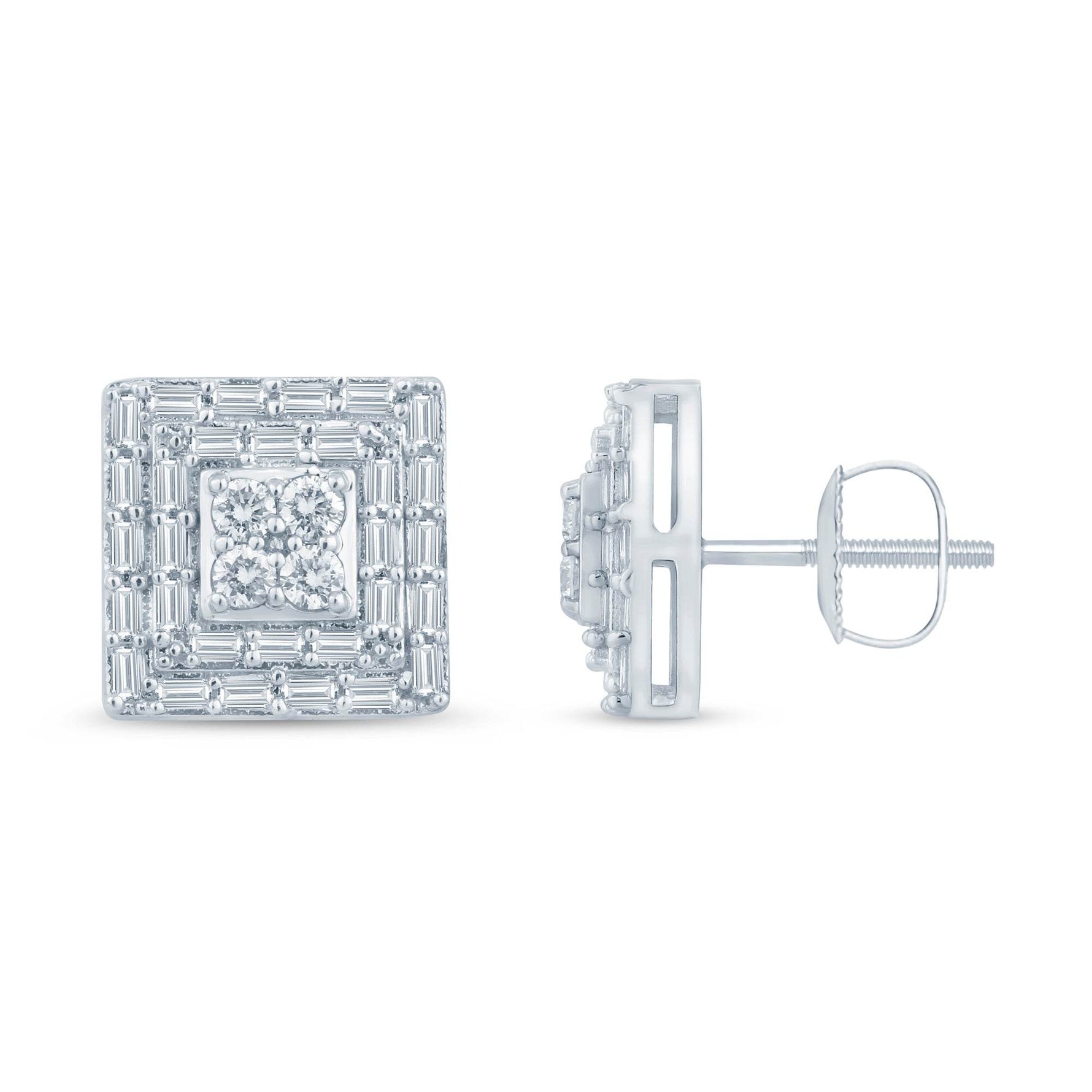 10 Karat White Gold 0.75 Carat Diamond Square Earrings - Picasso Gold & Diamond Jewelry