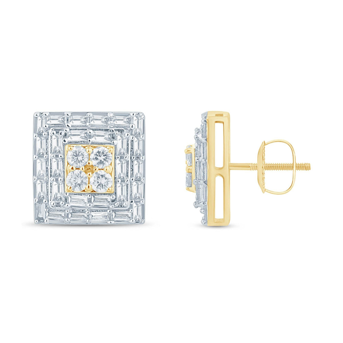 10 Karat Yellow Gold 1.50 Carat Diamond Square Earrings-0129970-YG - Picasso Gold & Diamond Jewelry