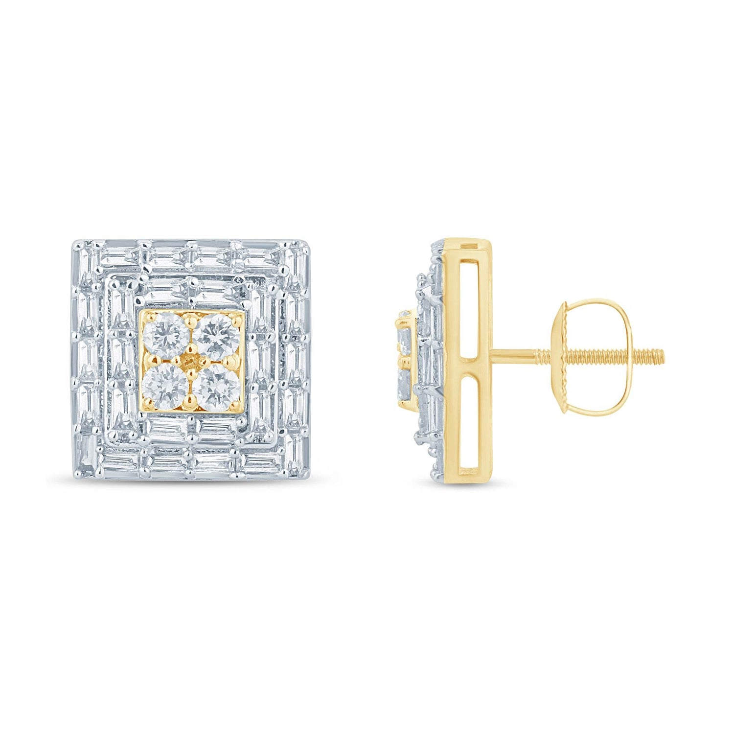 10 Karat Yellow Gold 1.50 Carat Diamond Square Earrings-0129970-YG - Picasso Gold & Diamond Jewelry