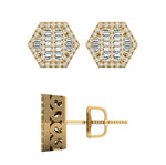 10 Karat Yellow Gold 0.60 Carat Diamond Hexagon Earrings - Picasso Gold & Diamond Jewelry