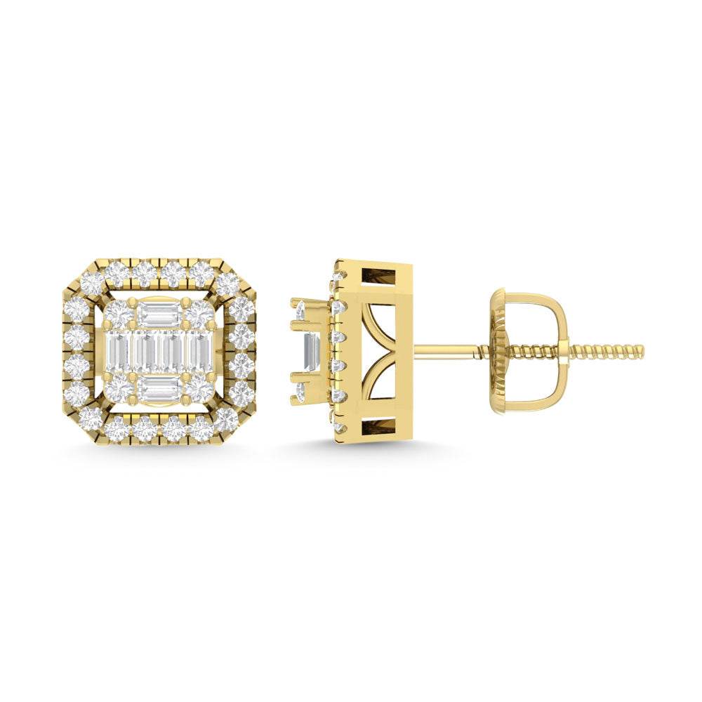10 Karat Yellow Gold 0.30 Carat Diamond Square Earrings - Picasso Gold & Diamond Jewelry