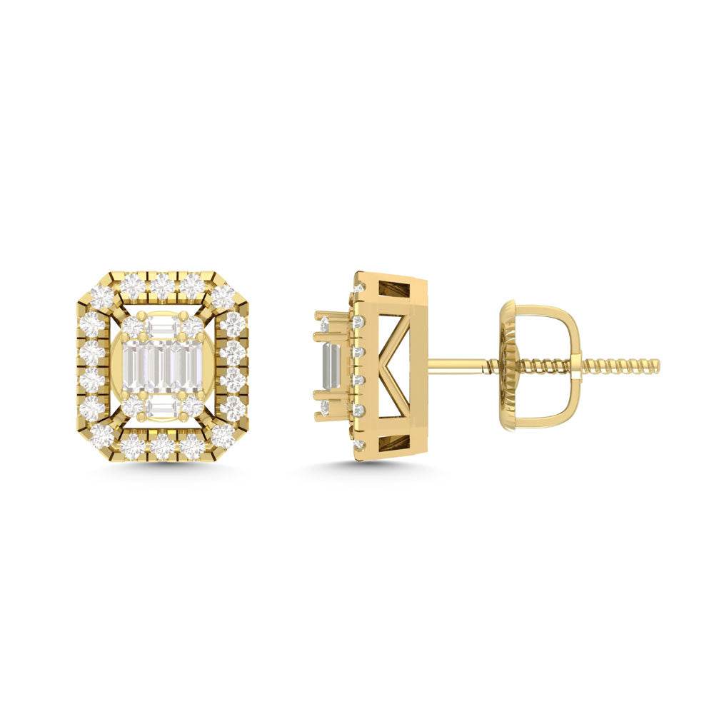 10 Karat Yellow Gold 0.25 Carat Diamond Cushion Earrings - Picasso Gold & Diamond Jewelry