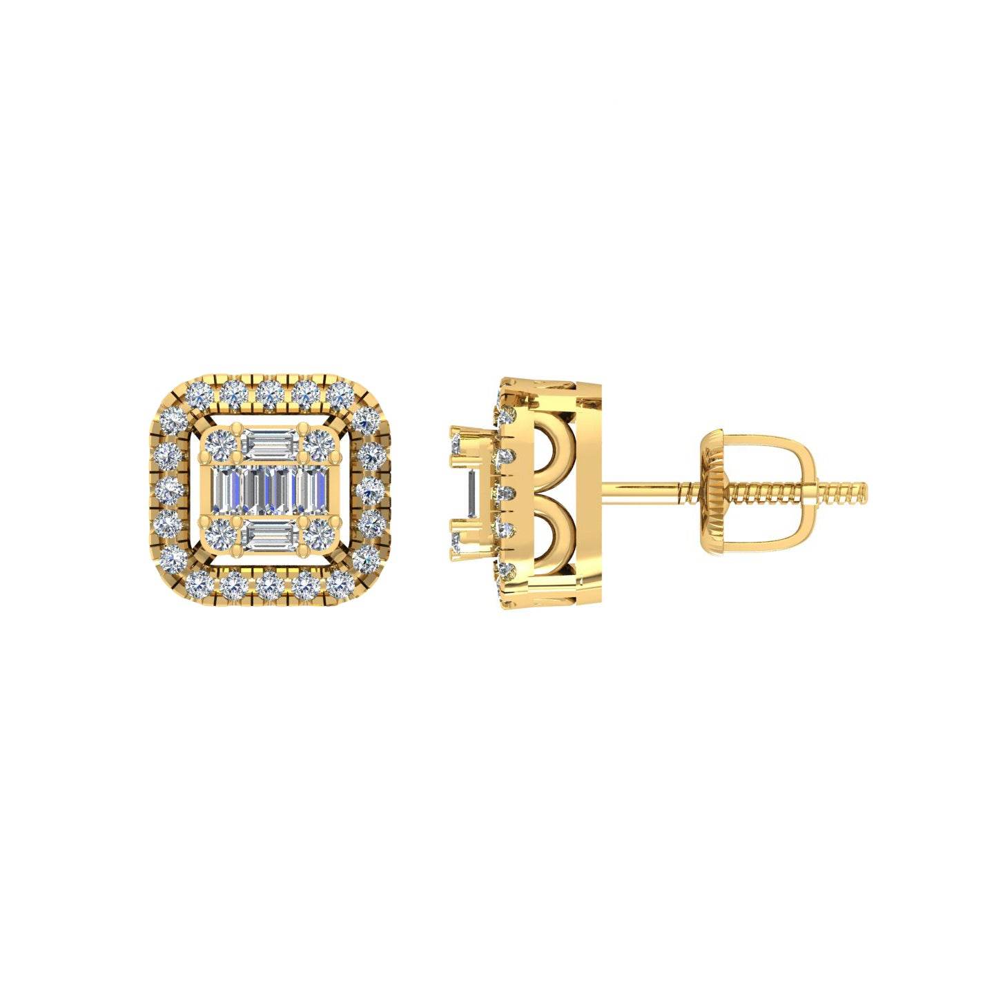 10 Karat Yellow Gold 0.33 Carat Diamond Square Earrings - Picasso Gold & Diamond Jewelry