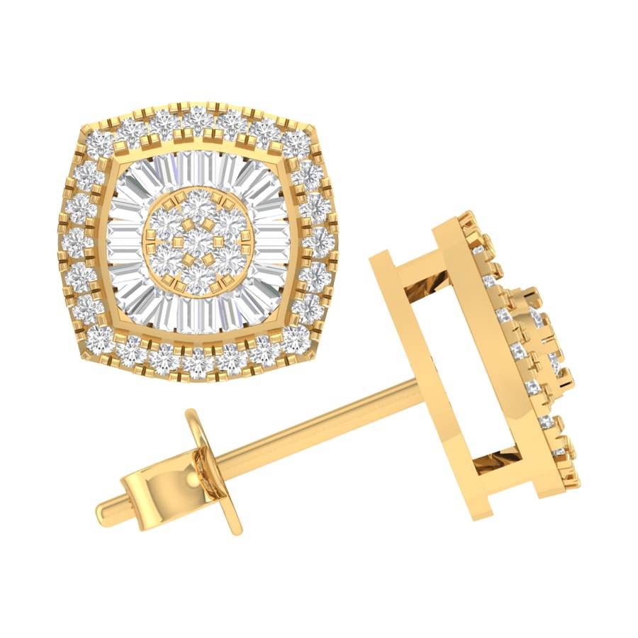 10 Karat Yellow Gold 0.55 Carat Diamond Cushion Earrings-0130021-YG - Picasso Gold & Diamond Jewelry