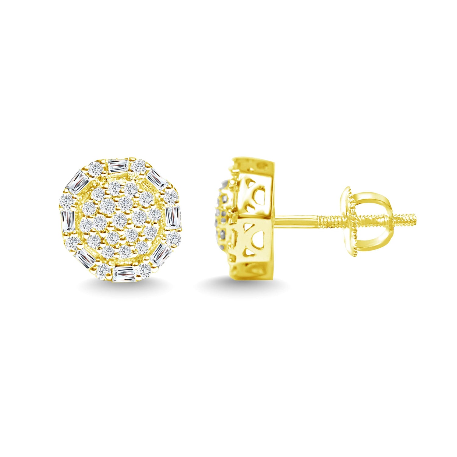 10 Karat Yellow Gold 0.45 Carat Diamond Flower Earrings - Picasso Gold & Diamond Jewelry