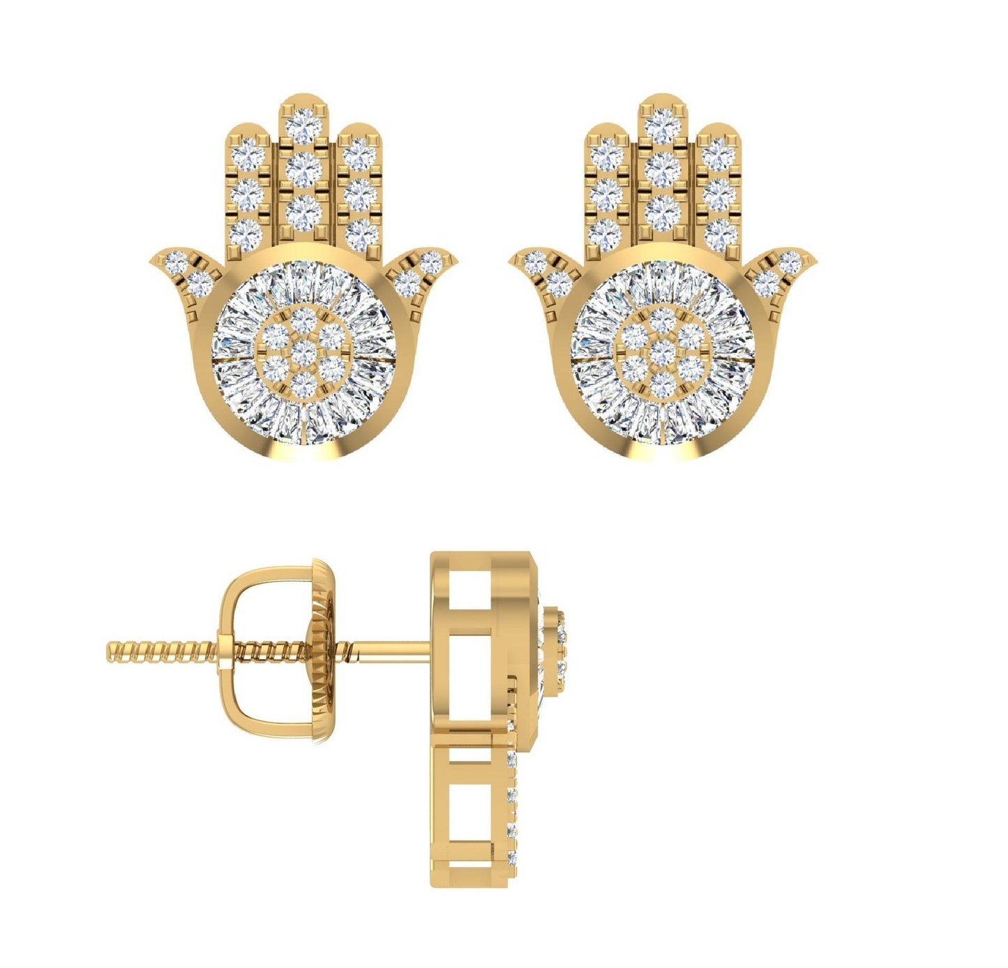10 Karat Yellow Gold 0.40 Carat Diamond Hamsa Earrings-0130024-YG - Picasso Gold & Diamond Jewelry