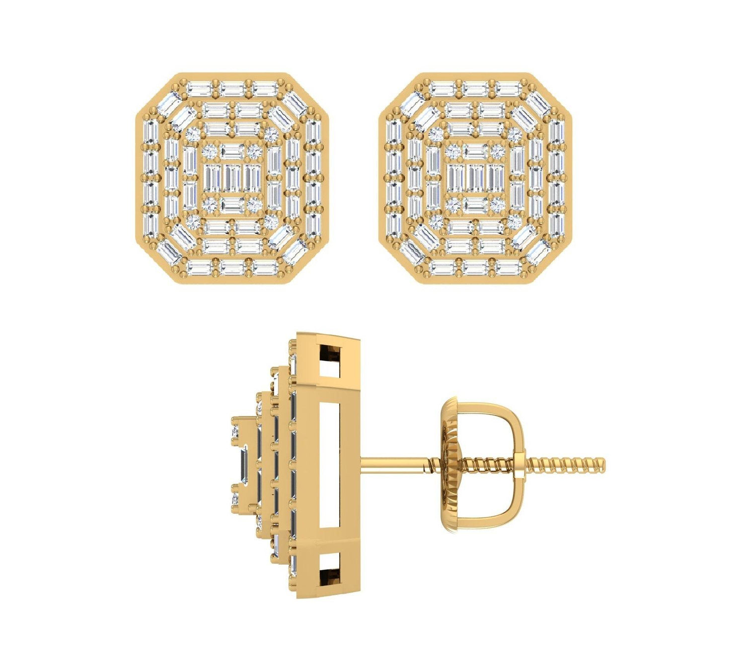 10 Karat Yellow Gold 0.55 Carat Diamond Cushion Earrings - Picasso Gold & Diamond Jewelry