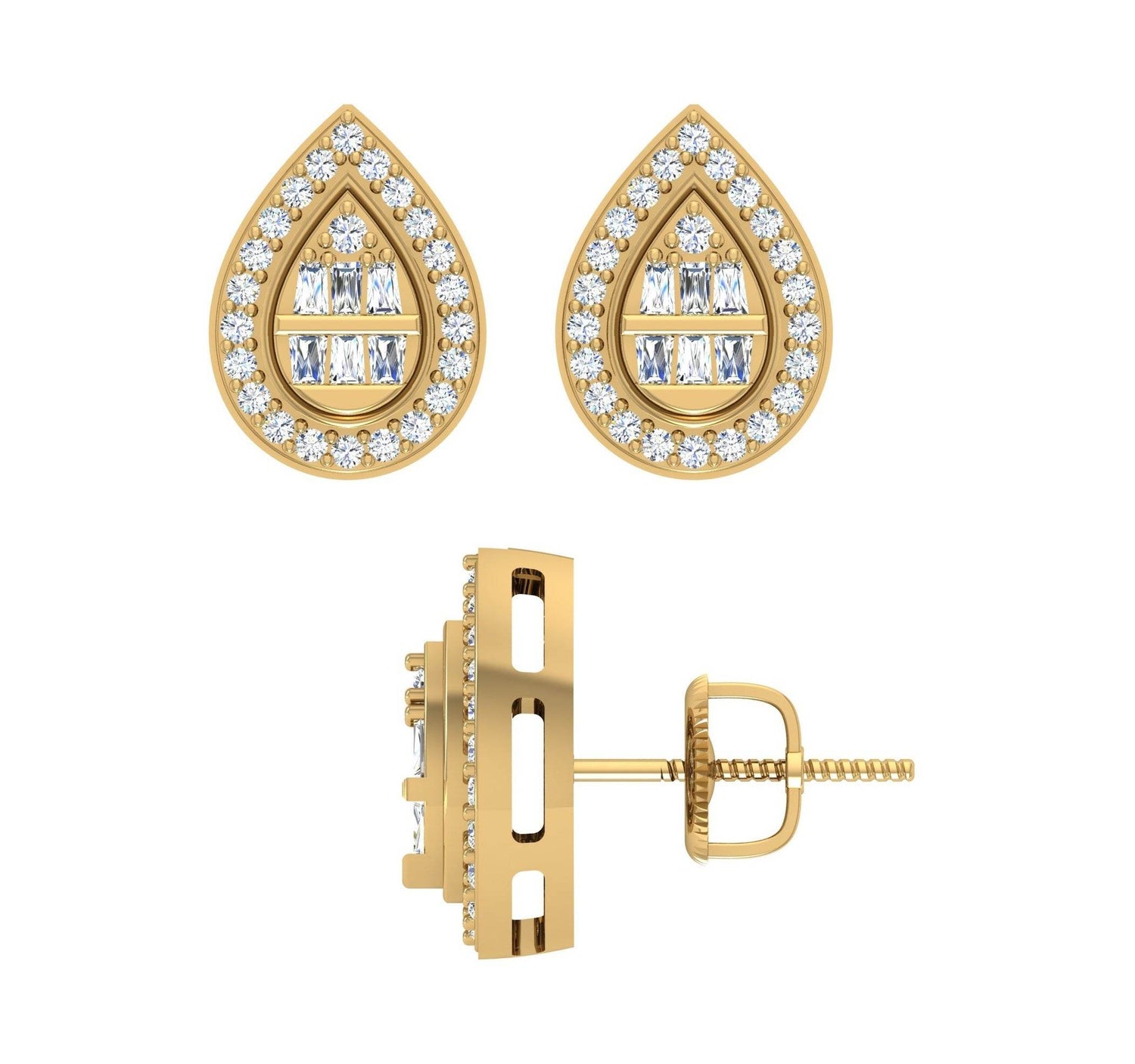 10 Karat Yellow Gold 0.33 Carat Diamond Pear Earrings - Picasso Gold & Diamond Jewelry