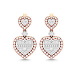 14 Karat Two-Tone (Rose and White) Gold 0.90 Carat Diamond Heart Earrings - Picasso Gold & Diamond Jewelry
