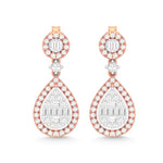 14 Karat Two-Tone (Rose and White) Gold 0.90 Carat Diamond Pear Dangling - Picasso Gold & Diamond Jewelry