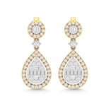 14 Karat Two-Tone (Yellow and White) Gold 0.90 Carat Diamond Pear Dangling - Picasso Gold & Diamond Jewelry