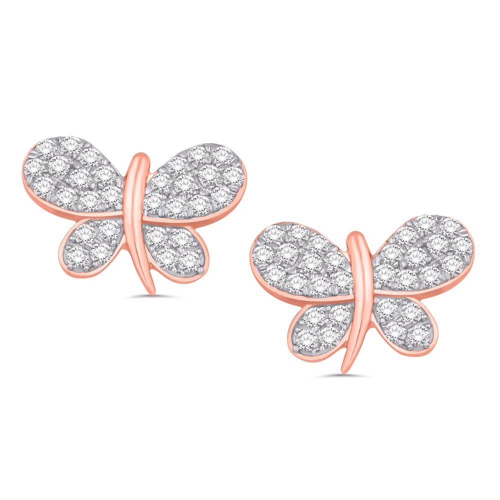 10 Karat Rose Gold 0.43 Carat Diamond Butterfly Earrings - Picasso Gold & Diamond Jewelry
