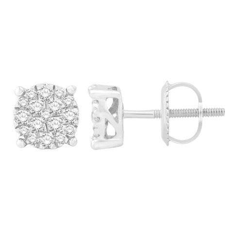 10 Karat White Gold 0.27 Carat Diamond Round Earrings - Picasso Gold & Diamond Jewelry