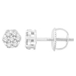 10 Karat White Gold 0.25 Carat Diamond Flower Earrings - Picasso Gold & Diamond Jewelry