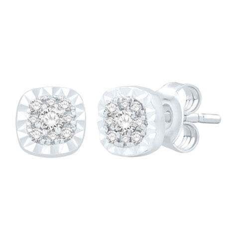 10 Karat White Gold 0.26 Carat Diamond Cushion Earrings - Picasso Gold & Diamond Jewelry