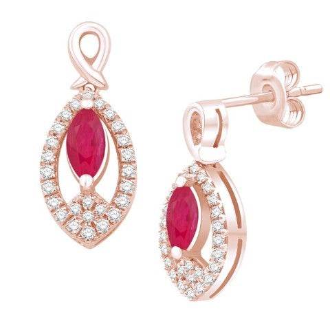 14 Karat Rose Gold 0.66 Carat Diamond Oval Earrings - Picasso Gold & Diamond Jewelry
