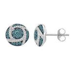 14 Karat White Gold 0.72 Carat Diamond (0.52 Blue Diamond) Round Earrings - Picasso Gold & Diamond Jewelry