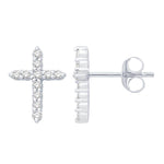 14 Karat White Gold 0.34 Carat Diamond Cross Earrings - Picasso Gold & Diamond Jewelry