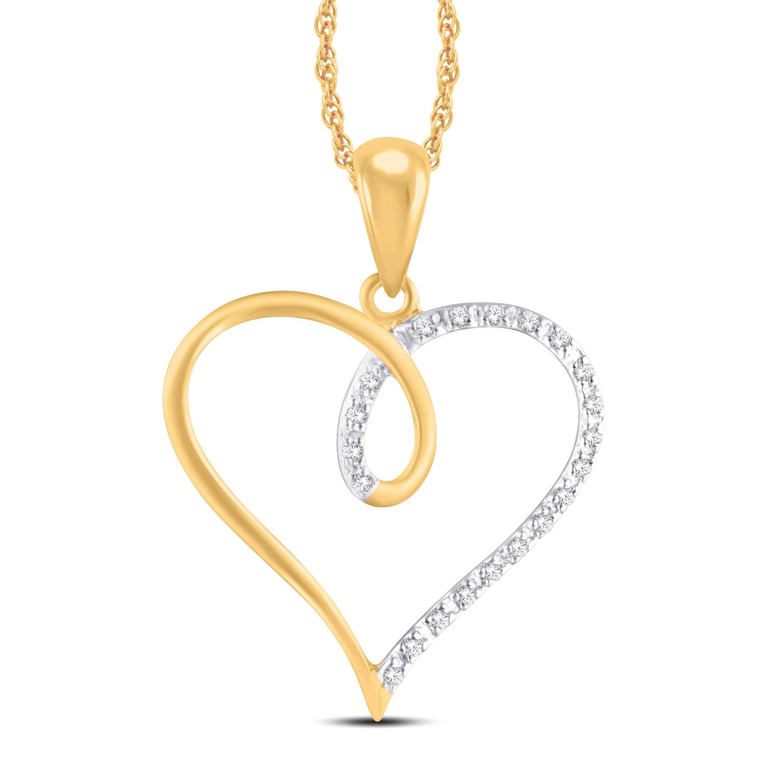 10 Karat Yellow Gold 0.05 Carat Diamond Heart Pendant - Picasso Gold & Diamond Jewelry