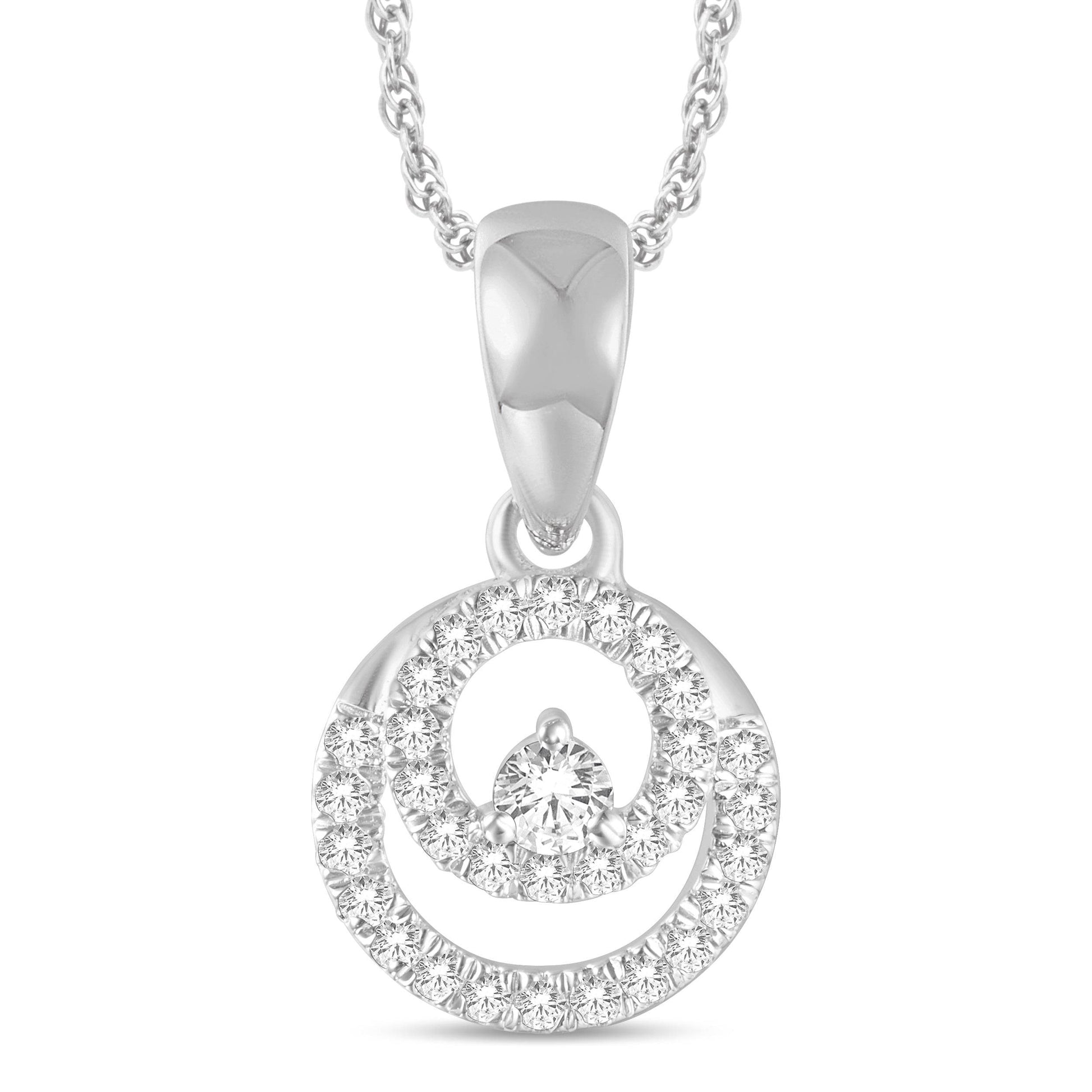 10 Karat White Gold 0.13 Carat Diamond Round Pendant - Picasso Gold & Diamond Jewelry